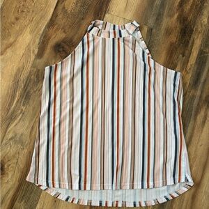 Sleeveless Halter Stripe Tank Top in Blush, Rust & Navy